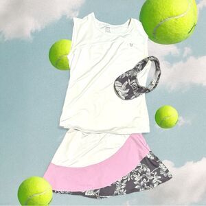ELEVEN by Venus William Tennis Pickleball Skirt, Top & Visor Set Wisteria Sz M L